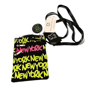 Black New York Lightweight Crossbody Bag with Neon Print